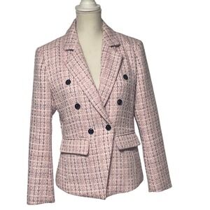 Mina Self Pink Tweed Double Breasted‎ Blazer Women's Medium